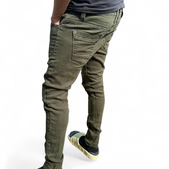 Copper Rivet Olive Green Distressed Skinny Jeans 29x32 - Picture 2 of 3